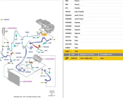 Pezzo di ricambio per auto di seconda mano tubi aria condizionata per ford fiesta vi (cb1, ccn) 1.0 ecoboost riferimenti oem iam g1b119n617bc  2038158 - g1b1-19n617-bc