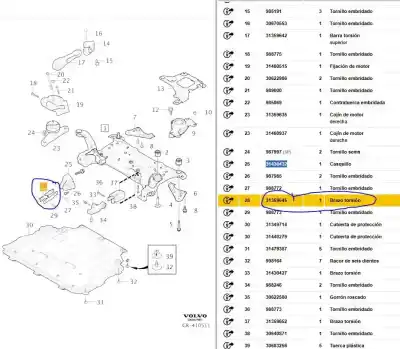 Second-hand car spare part engine support for volvo v40 fastback (525) d3 oem iam references 31359645  31359645
