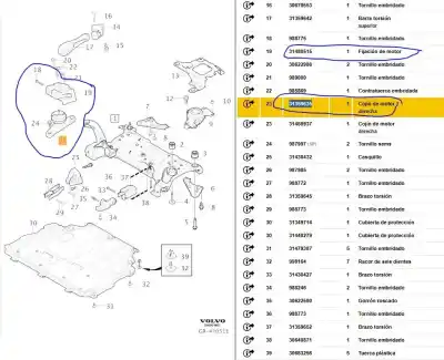 Second-hand car spare part engine support for volvo v40 fastback (525) d3 oem iam references 31480515  31480515