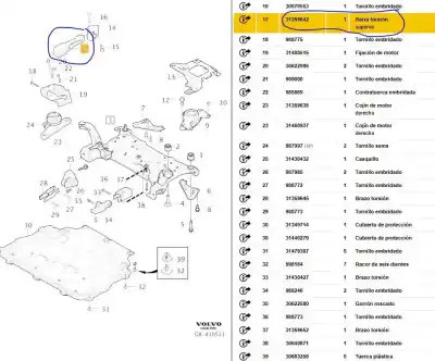 Second-hand car spare part engine support for volvo v40 fastback (525) d3 oem iam references 31359642  31359642