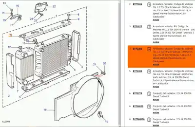 Second-hand car spare part front panel for land rover defender (ld) 2.5 tdi oem iam references btp2282  btp2282