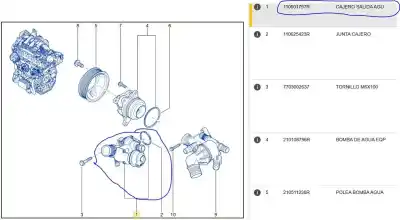 Second-hand car spare part thermostat for renault grand scénic iii (jz0/1_) 1.6 dci (jz00, jz12) oem iam references 110601797r  110601797r