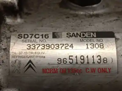 Second-hand car spare part air conditioning compressor for peugeot 307 break / sw (s1) sw oem iam references 9651911380 sd7c16 sanden 648728
