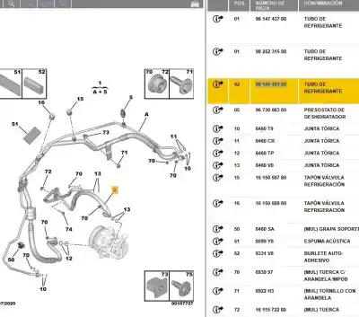 Автозапчасти б/у трубы кондиционирования воздуха за citroen c3 iii (sx) 1.2 vti 82 ссылки oem iam 9814745180  9814745180