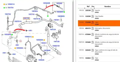 Second-hand car spare part air conditioning pipes for ford focus c-max (dm2) 1.6 tdci oem iam references 3m5h19a705ak  1741898 - 3m5h19a705ak