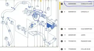 Автозапчасти б/у трубка за renault megane ii ranchera familiar (km0/1_) 1.5 dci (km16, km1e) ссылки oem iam 8200500384  8200500384