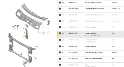 Автозапчастина б/у передній бампер підсилення для audi a4 b9 (8w2, 8wc) 2.0 tdi quattro посилання на oem iam 8w0805646  8w0805646