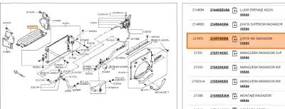 Second-hand car spare part front decorative moulding for nissan np300 navara pick-up (d23, d23t) 2.3 dci oem iam references 214974kj0a  214974kj0a