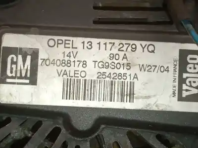 Pezzo di ricambio per auto di seconda mano alternatore per opel corsa c (x01) 1.3 cdti (f08, f68) riferimenti oem iam 13117279yq 2542851a valeo 6204181 - 13117279