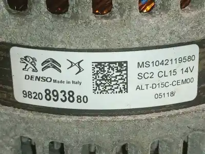 Second-hand car spare part alternator for peugeot 308 sw ii (lc_, lj_, lr_, lx_, l4_) 1.5 bluehdi 130 oem iam references 9820893880 ms1042119580 denso 9820893880