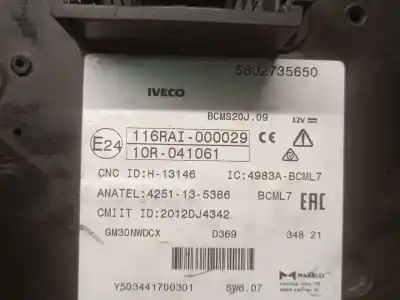 Second-hand car spare part fuse box unit for iveco daily vi furgón naturalpower 35s14, 35c14, 40c14, 50c14, 60c14, 65c14,... oem iam references 5802735650 bcms20j09 marelli 
