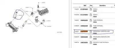 Second-hand car spare part tube for nissan np300 navara pick-up (d23, d23t) 2.3 dci oem iam references 144634ja0c  144634ja0a