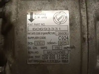 Автозапчасти б/у компрессор кондиционера воздуха за alfa romeo 159 (939_) 1.9 jtdm 16v (939axc1b, 939axc12) ссылки oem iam 60693331 5060410075 zexel 60693331