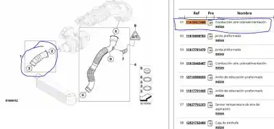 Peça sobressalente para automóvel em segunda mão tubo por bmw x3 (e83) 2.0 sd referências oem iam 11613421960  11613421960