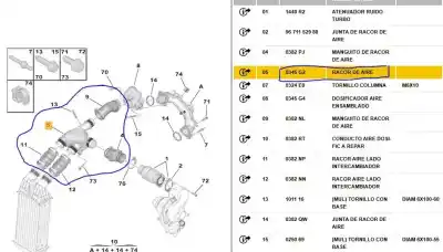 Pezzo di ricambio per auto di seconda mano tubo per peugeot 308 sw i (4e_, 4h_) 1.6 hdi riferimenti oem iam 9688500380  0345g2
