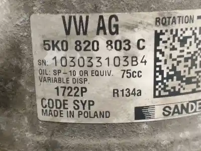 Автозапчастина б/у компресор кондиционера для seat ibiza iv (6j5, 6p1) 1.2 tsi посилання на oem iam 5k0820803c  5k0820803c