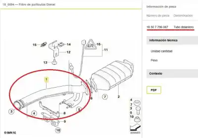 Автозапчасти б/у передняя выхлопная труба за bmw 7 (e65, e66, e67) 730 ld ссылки oem iam 18307796087  18307796087