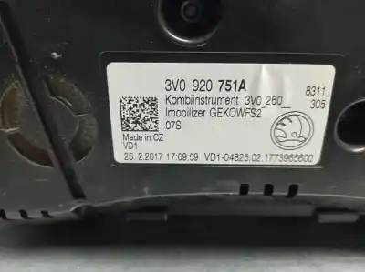 Second-hand car spare part dashboard for skoda superb iii (3v3) 2.0 tdi oem iam references 3v0920751a a2c53427456 vdo 3v0920751a