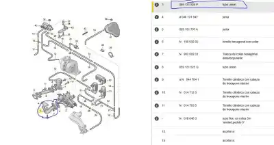 Автозапчасти б/у трубка за audi a4 b5 (8d2) 2.5 tdi ссылки oem iam 059131525p  059131525p