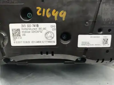 Peça sobressalente para automóvel em segunda mão quadrante por skoda superb iii (3v3) 2.0 tdi referências oem iam 3v0920741b a2c53427456 vdo 3v0920741b