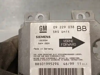 Pezzo di ricambio per auto di seconda mano centralina airbag per opel corsa b (s93) 1.2 i 16v (f08, f68, m68) riferimenti oem iam 09229038 5wk42924 siemens 