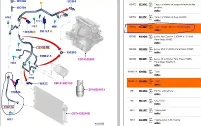 Pezzo di ricambio per auto di seconda mano tubi aria condizionata per ford c-max ii (dxa/cb7, dxa/ceu) 1.0 ecoboost riferimenti oem iam bv6119d567ae  1744423