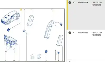 Peça sobressalente para automóvel em segunda mão sensor por renault austral tce 130 referências oem iam 988302102r  988302102r