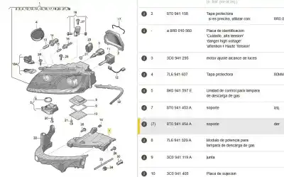 Автозапчастина б/у права опора фари для audi a5 (8t3) 3.0 tdi quattro посилання на oem iam 8t0941454a  8t0941454a