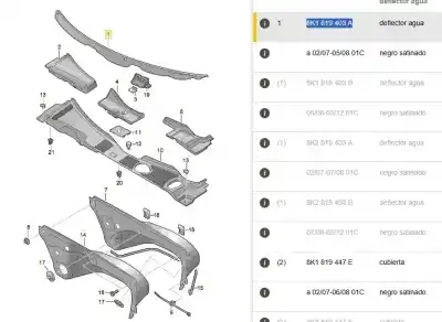 Автозапчастина б/у молдинг для audi a5 (8t3) 3.0 tdi quattro посилання на oem iam 8k1819403  8k1819403a