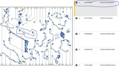 Peça sobressalente para automóvel em segunda mão tubo por renault austral tce 130 referências oem iam 215038825r  215038825r