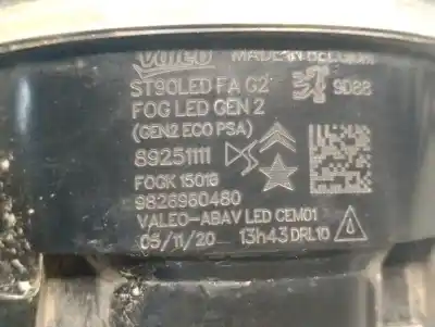 Автозапчасти б/у левая противотуманная фара за peugeot 2008 ii (ud_, us_, uy_, uk_) 1.2 puretech 100 ссылки oem iam 9826960480 89251111 9826960480