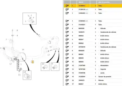 Peça sobressalente para automóvel em segunda mão tubos de ar condicionado por volvo v60 i (155) d3 / d4 referências oem iam 31305817  31305817