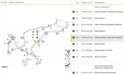 Peça sobressalente para automóvel em segunda mão tubos de ar condicionado por bmw x5 (e53) 3.0 i referências oem iam 8377073