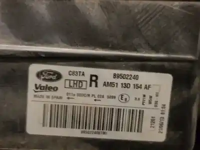 Автозапчасти б/у правая фара за ford grand c-max (dxa/cb7, dxa/ceu) 1.0 ecoboost ссылки oem iam am5113d154af 89502240 valeo 1801884
