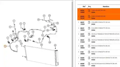 Pièce détachée automobile d'occasion tuyaux de climatisation pour jeep compass (mp, m6, mv, m7) 1.4 multiair références oem iam 68302431ad  68302431ac