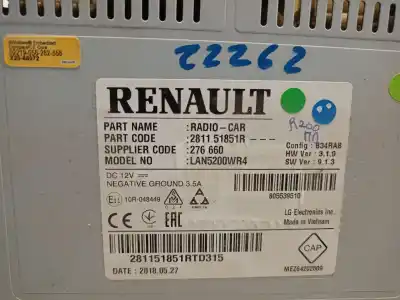 Second-hand car spare part audio system / radio cd for dacia logan mcv ii tce 90 (k8m1) oem iam references 281151851r  281154730r