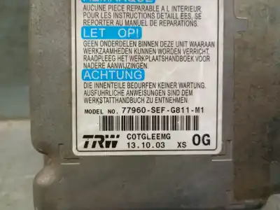 Автозапчасти б/у блок управления подушками безопасности за honda accord vii (cl, cn) 2.2 i-ctdi (cn1) ссылки oem iam 77960sefg811m1  77960sefg811m1