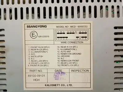 Автозапчасти б/у аудиосистема / радио cd за ssangyong actyon sports i (qj) 2.0 xdi ссылки oem iam mcd6000ce2  8910009001hch