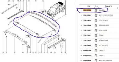 Автозапчастина б/у стеля для RENAULT KANGOO EXPRESS (FW0/1_) 1.5 DCI 70 (FW0A, KW0V) Посилання на OEM IAM 8200498262  8200498262