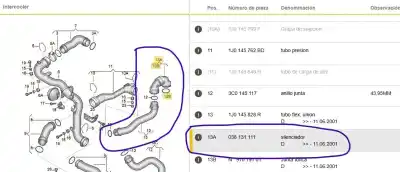 Автозапчастина б/у труба для audi a3 (8l1) 1.9 tdi посилання на oem iam 038131111  038131111