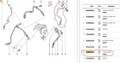Pezzo di ricambio per auto di seconda mano tubo per renault megane ii sedán (lm0/1_) 1.9 dci (lm0g lm1g lm2c) riferimenti oem iam 8200501177  8200501177