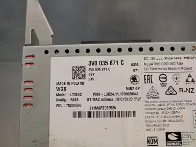 Автозапчастина б/у аудіо система / радіо cd для skoda superb iii (3v3) 2.0 tdi посилання на oem iam 3v0035871c  3v0035871c