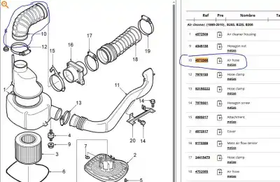 Second-hand car spare part tube for saab 9-5 (ys3e) 2.0 t oem iam references 4967543  4572566