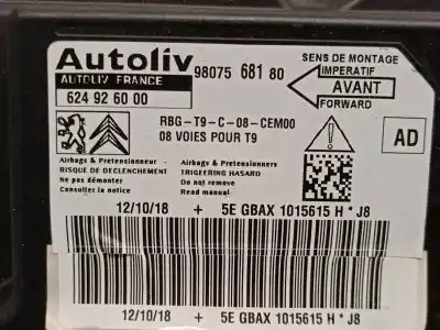 Автозапчастина б/у блок управління подушками безпеки для peugeot 308 sw ii (lc_, lj_, lr_, lx_, l4_) 1.5 bluehdi 130 посилання на oem iam 9807568180 624926000 autoliv 