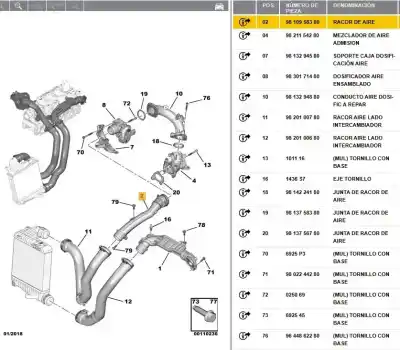 İkinci el araba yedek parçası tüp için peugeot 308 sw ii (lc_, lj_, lr_, lx_, l4_) 1.5 bluehdi 130 oem iam referansları 9810958380  9810958380