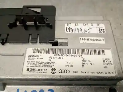 Second-hand car spare part multifunction display for audi a6 c6 (4f2) 2.7 tdi quattro oem iam references 4f0919603b  8t0919603c