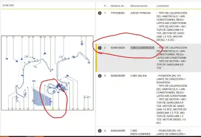 Second-hand car spare part air conditioning pipes for renault captur i (j5_, h5_) 0.9 tce 90 oem iam references 924901662r  924901662r