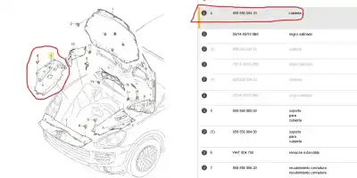 Pezzo di ricambio per auto di seconda mano coperchio motore per porsche cayenne (92a) 4.2 s diesel riferimenti oem iam 7p5806584  95855658420