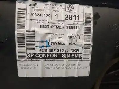 Автозапчастина б/у обликка задніх правіх дверей для vw polo v (6r1, 6c1) 1.4 tdi посилання на oem iam 6c6867212d 6r6867212 6c6867212d