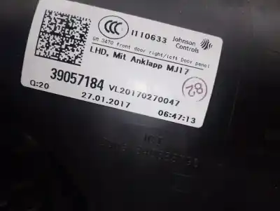 Автозапчастина б/у оббірка передніх дверей ліва для opel zafira tourer c (p12) 1.6 cdti (75) посилання на oem iam 340685796  2234832
